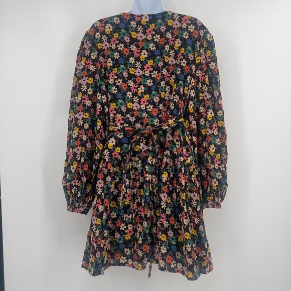 ASOS DESIGN Curve Plus Long Sleeve Black Floral Lined Mini Dress - Size 14 - Picture 4 of 9